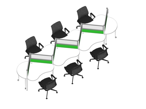 办公桌 工位 屏风卡位 办公椅su模型