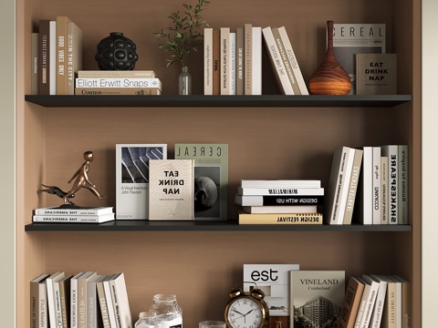 现代书籍 装饰品摆件组合 花艺花瓶 闹钟su模型su模型