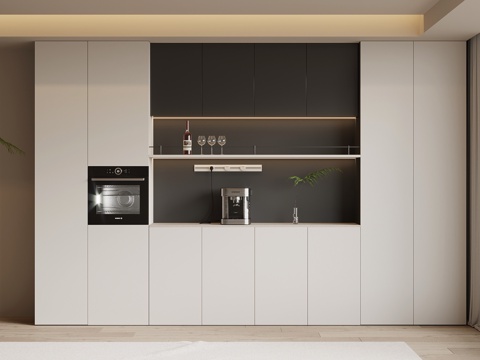 现代酒柜 餐边柜su模型