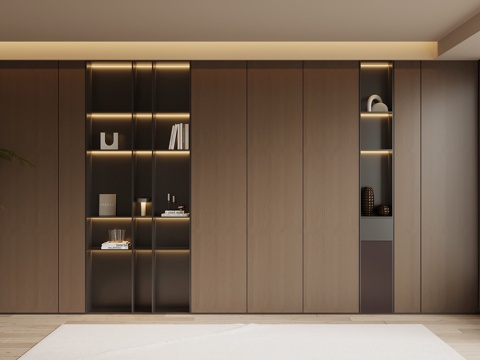 现代意式简约书柜su模型