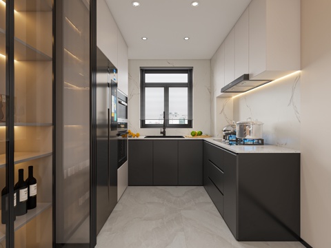  意式简约厨房3d模型3d模型 