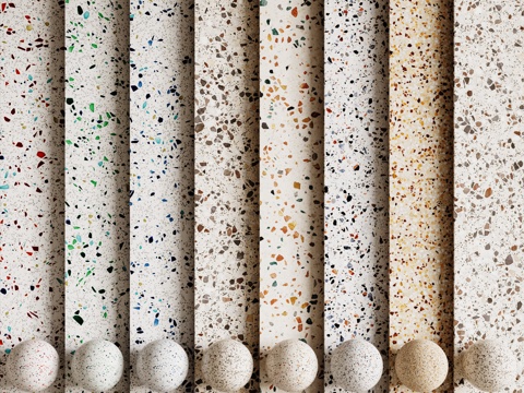 现代水磨石 彩色水磨石 花岗岩 石英石 石材su模型