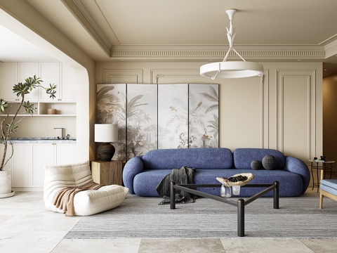  法式客厅3d模型 