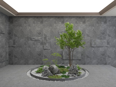  现代景观造景3d模型 