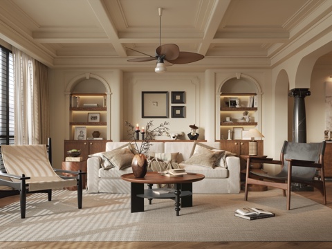  中古风客餐厅3d模型 