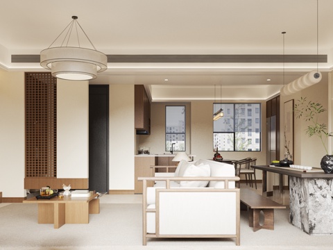  宋式美学客餐厅3d模型 