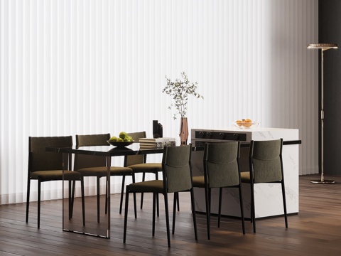 现代岛台 餐桌椅su模型