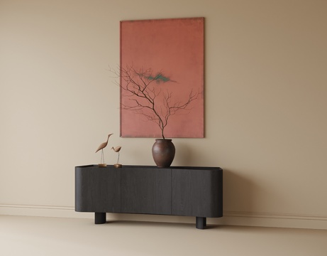  现代玄关柜 边柜 装饰柜 装饰画su模型 