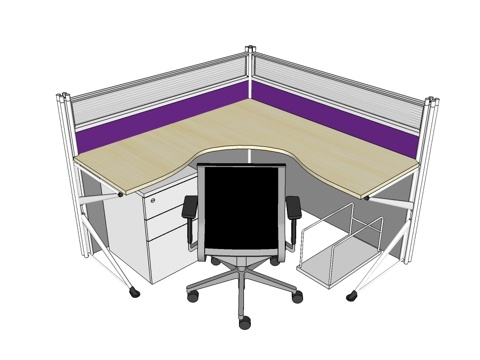  办公桌 工位 屏风卡位 办公椅su模型 