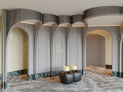 现代酒店办公大堂su模型