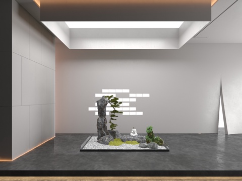  现代景观造景3d模型 