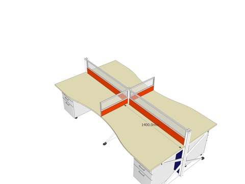 办公桌 工位 屏风卡位su模型