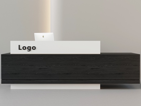  现代意式前台 接待台 招待台su模型 