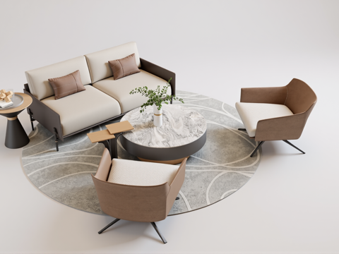 现代休闲沙发组合su模型