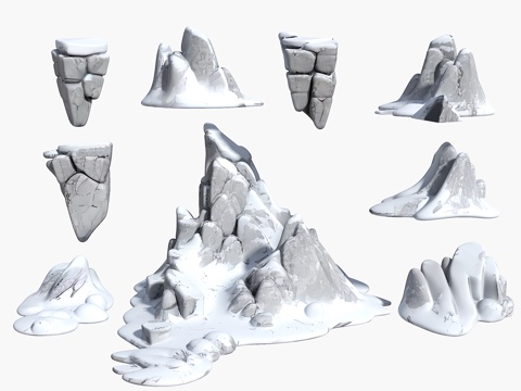 雪山 石头 雪景石头 假山石头 岩石 景观石头su模型