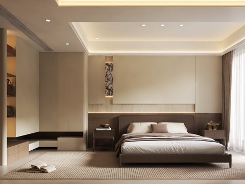  现代风格主卧3d模型 