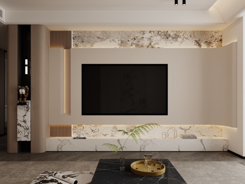  现代电视背景墙3d模型 