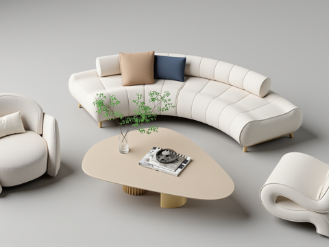 现代沙发组合su模型