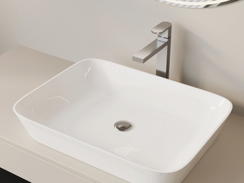 现代台盆 台上盆su模型