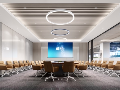  现代会议室3d模型 