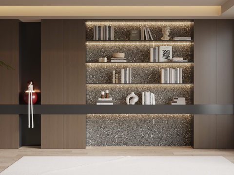 现代意式书柜su模型