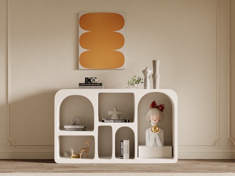 现代奶油风边柜 储物柜 装饰柜su模型