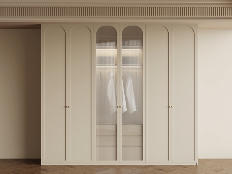 法式奶油风衣柜su模型