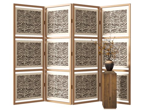 侘寂屏风隔断su模型