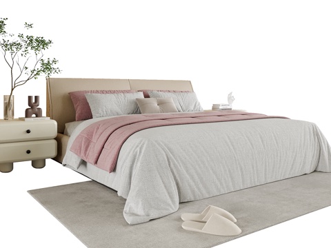 现代单人床 儿童床su模型