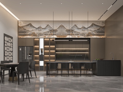  地下室休闲麻将区3d模型 