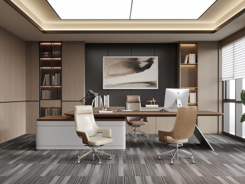 现代总经理办公室 老板办公室su模型