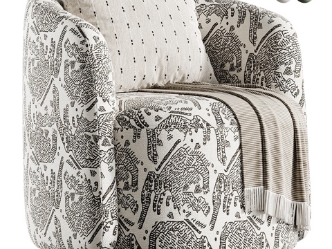  现代意式单人布艺休闲沙发3d模型 