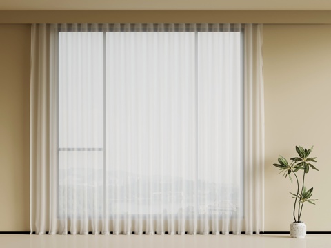 现代窗帘su模型