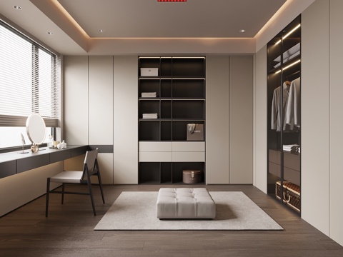  现代衣帽间su模型 