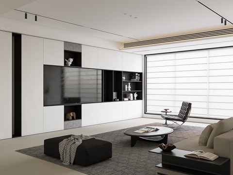  现代极简客厅3d模型 