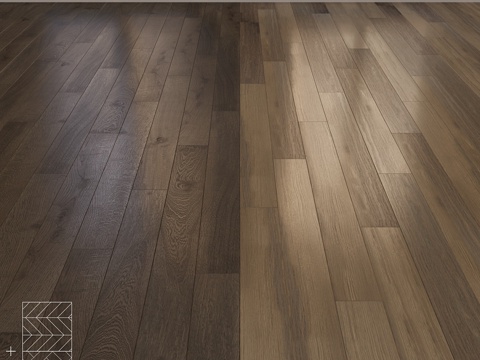  橡木拼花地板双拼布局人字纹、V字纹3d模型 