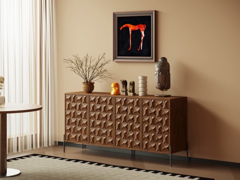 中古风玄关柜 边柜 端景柜su模型