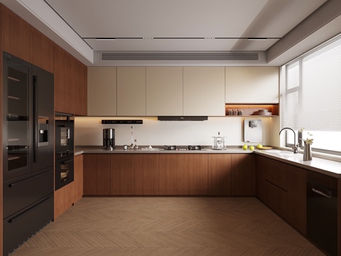 中古风厨房su模型