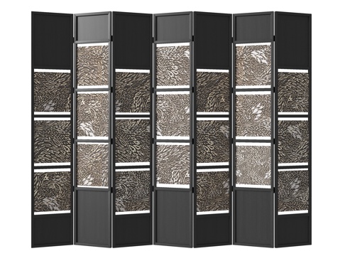 中古折叠屏风隔断su模型