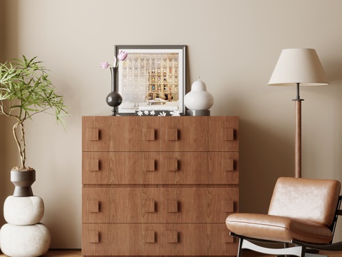 中古风玄关柜 边柜 休闲椅su模型