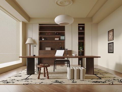 中古风书房su模型