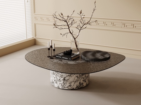  法式复古风茶几 玻璃茶几3d模型 