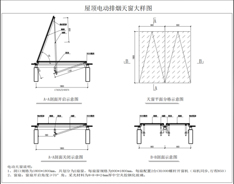电动消防排烟天窗cad施工图
