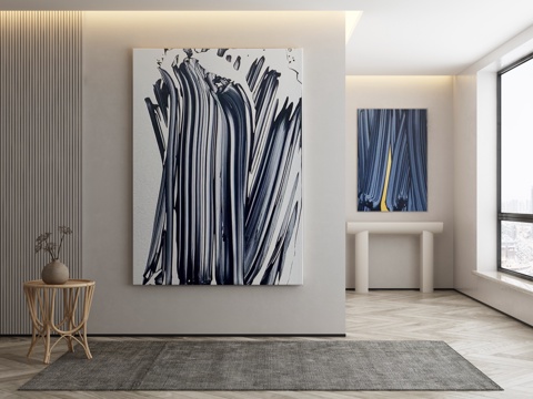 现代侘寂挂画 油画3d模型