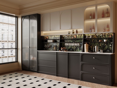 法式备餐柜su模型