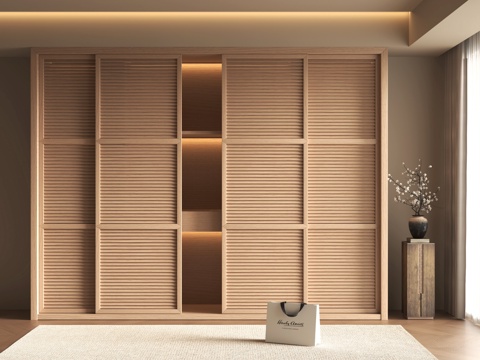 原木衣柜su模型