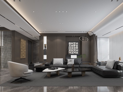  现代轻奢客餐厅家具3d模型 