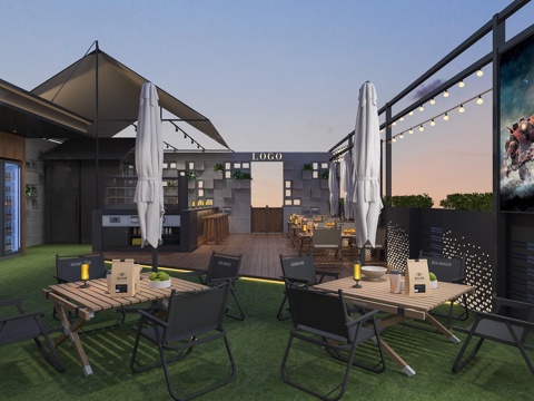  户外娱乐酒吧设施3d模型 