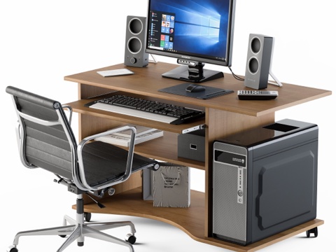  电脑桌套装3d模型 