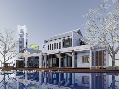 徽派办公建筑su模型